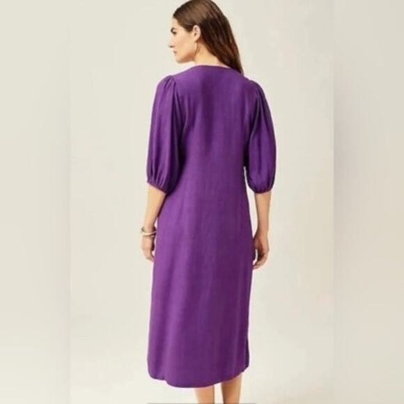 NEW- NWT J.Jill Purple Linen Blend Button Front Dress Size L - Picture 2 of 7
